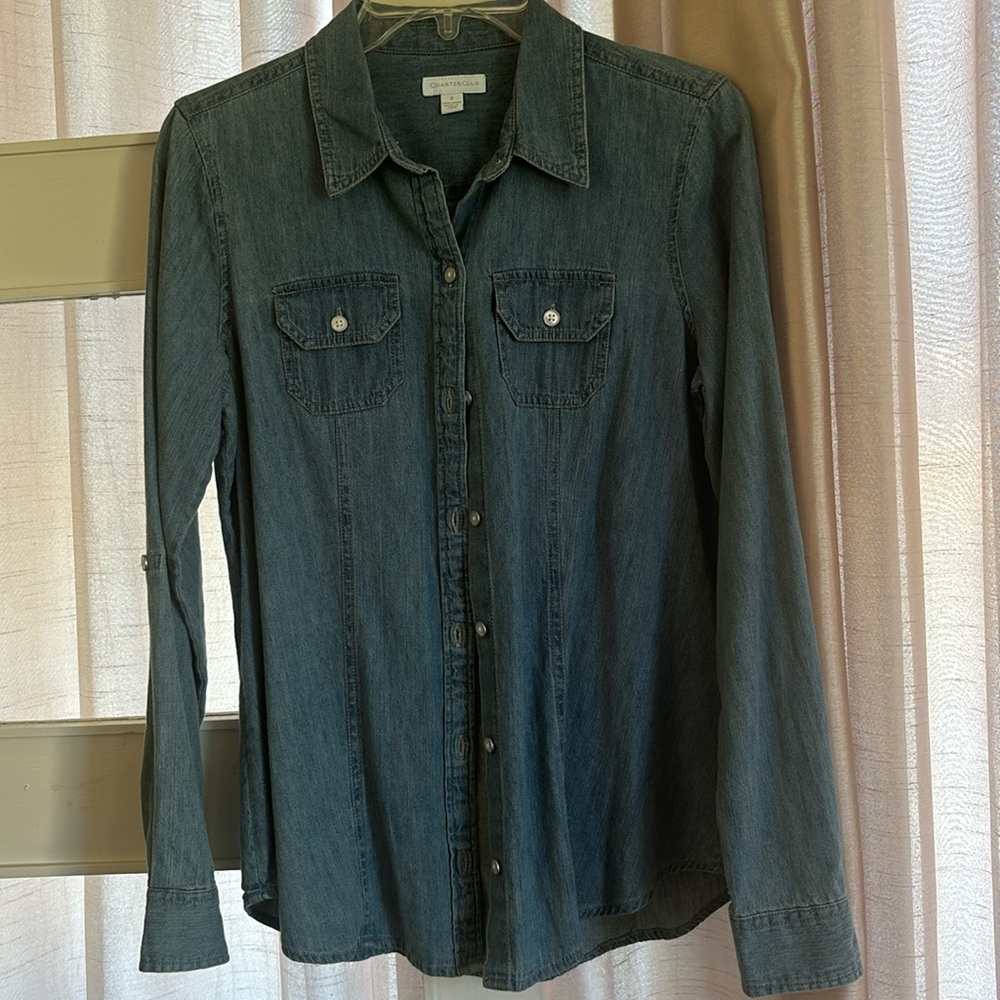 Charter Club denim shirt light blue size 6
